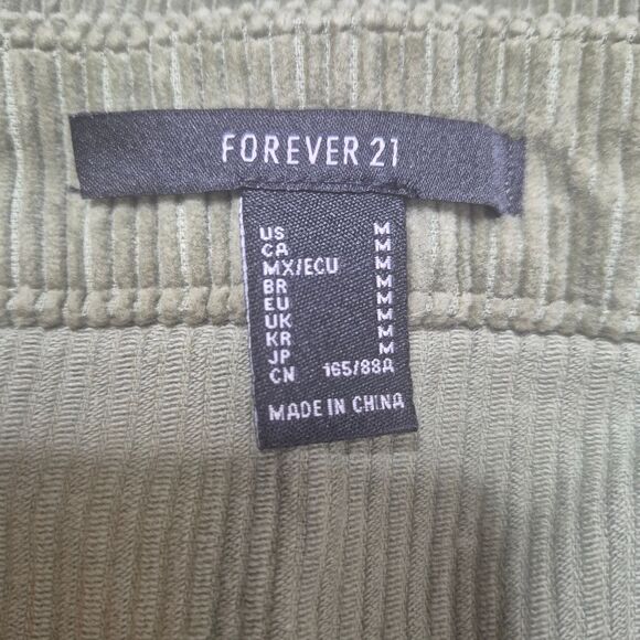 Forever 21 Green Corduroy A-Line Mini Skirt Fall Size Medium - Picture 3 of 4